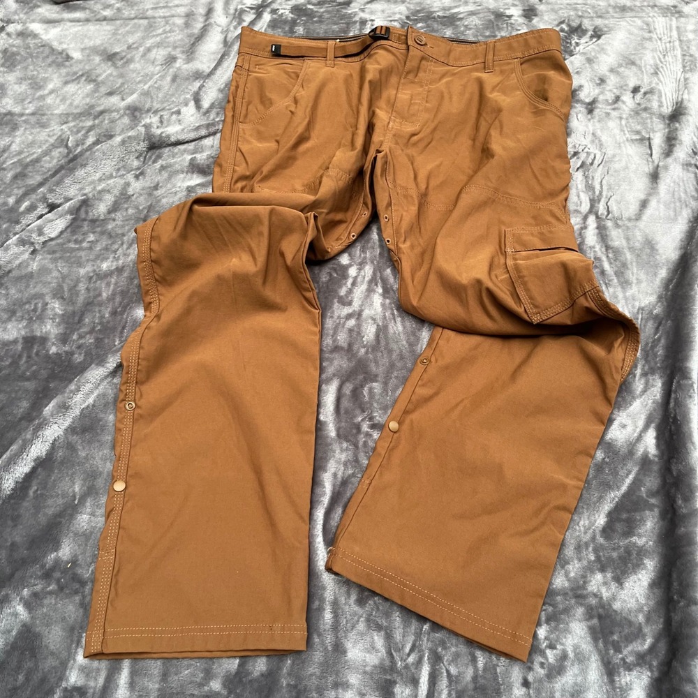 Prana Zion Slim Fit Brown Stretch Cargo Hiking Pants Mens 38x30